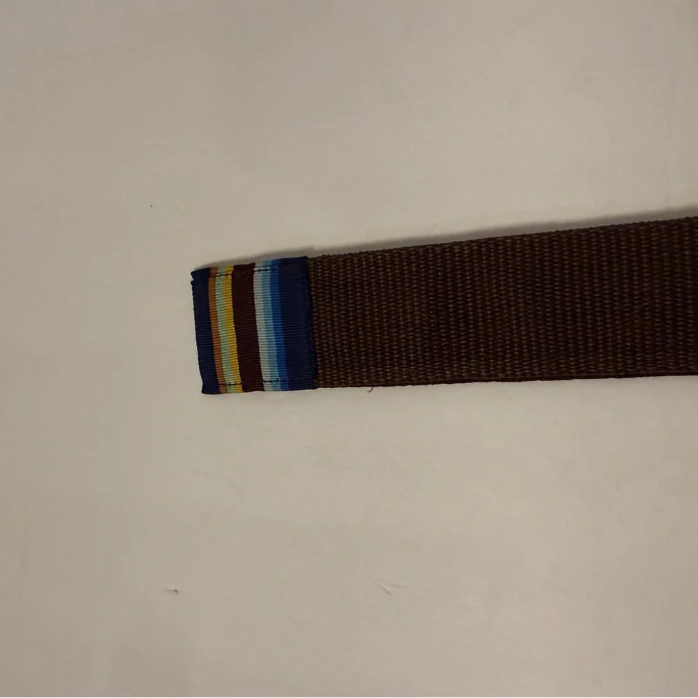 MARGOT BELT BROWN CANVAS MULTI COLOR GROSGRAIN RIBBON 38”